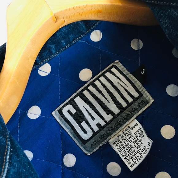 VTG Calvin Klein Men's Denim Jacket-Polka dot S - Picture 6 of 8
